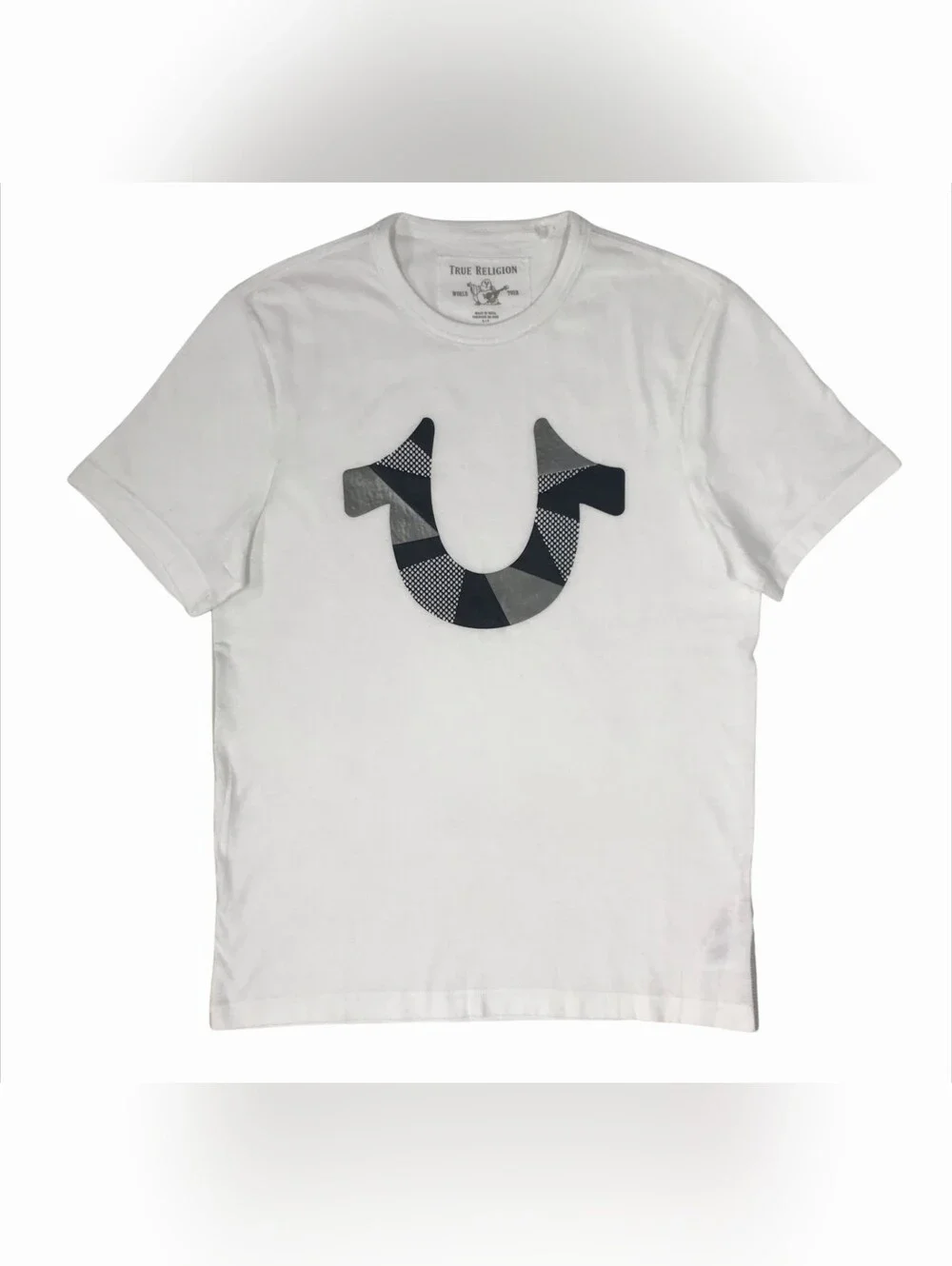 True Religion World Tour Textured Mens Horseshoe Graphic Logo Tee Reflective XL